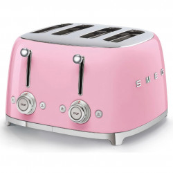 Тостер за хляб SMEG 50's Style TSF03PKEU, 2000W, 4 филии, 6 нива, Тавичка за трохи, Вграден кабел, Неръждаема стомана, Розов