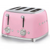 Prăjitor de pâine SMEG 50's Style TSF03PKEU, 2000 W, 4 felii, 6 niveluri, Tava pentru firimituri, Cablu integrat, Oțel inoxidabil, Roz