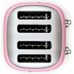 SMEG 50's Style TSF03PKEU Toaster, 2000W, 4-slice, 6 settings, Crumb tray, Retractable cord, Stainless steel, Pink