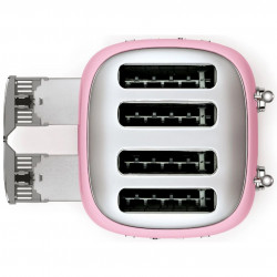 Τοστιέρα SMEG 50's Style TSF03PKEU, 2000 W, 4 φέτες, 6 επίπεδα, Δίσκος για ψίχουλα, Ενσωματωμένο καλώδιο, Ανοξείδωτο ατσάλι, Ροζ