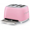 Τοστιέρα SMEG 50's Style TSF03PKEU, 2000 W, 4 φέτες, 6 επίπεδα, Δίσκος για ψίχουλα, Ενσωματωμένο καλώδιο, Ανοξείδωτο ατσάλι, Ροζ