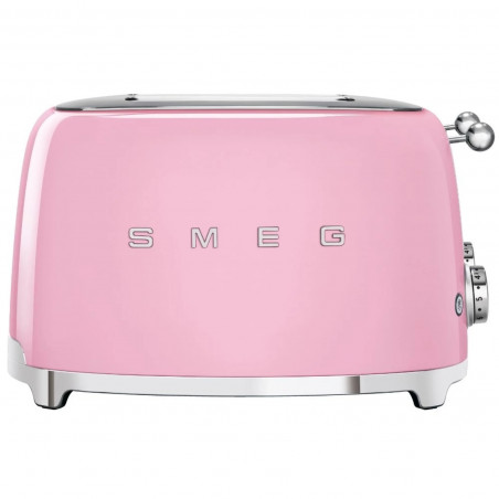 Тостер за хляб SMEG 50's Style TSF03PKEU, 2000W, 4 филии, 6 нива, Тавичка за трохи, Вграден кабел, Неръждаема стомана, Розов