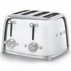 Prăjitor de pâine SMEG 50's Style TSF03SSEU, 2000 W, 4 felii, 6 niveluri, Tava pentru firimituri, Cablu integrat, Oțel inoxidabil, Argintiu