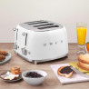 Τοστιέρα SMEG 50's Style TSF03WHEU, 2000 W, 4 φέτες, 6 επίπεδα, Δίσκος για ψίχουλα, Ενσωματωμένο καλώδιο, Ανοξείδωτο ατσάλι, Λευκό