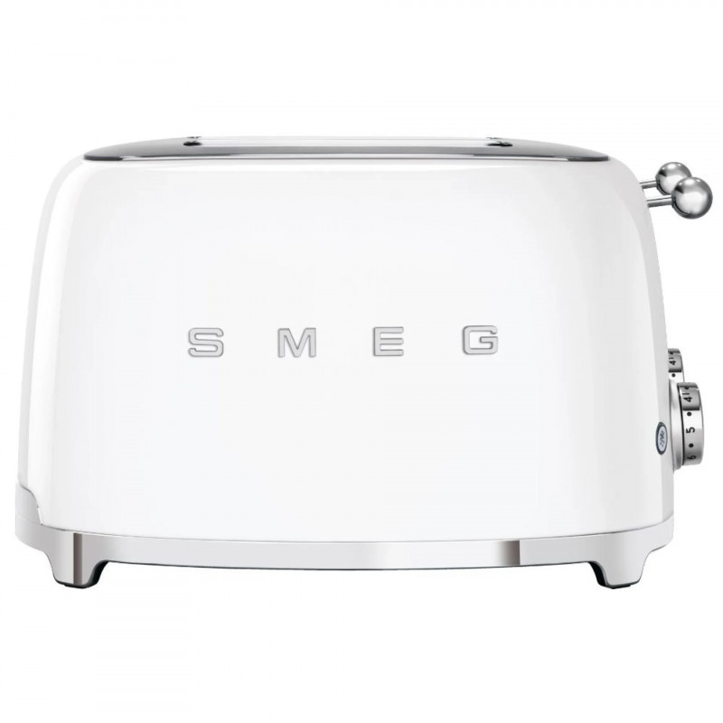 Prăjitor de pâine SMEG 50's Style TSF03WHEU, 2000 W, 4 felii, 6 niveluri, Tava pentru firimituri, Cablu integrat, Oțel inoxidabil, Alb