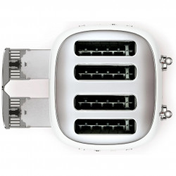 Prăjitor de pâine SMEG 50's Style TSF03WHEU, 2000 W, 4 felii, 6 niveluri, Tava pentru firimituri, Cablu integrat, Oțel inoxidabil, Alb