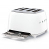 Тостер за хляб SMEG 50's Style TSF03WHEU, 2000W, 4 филии, 6 нива, Тавичка за трохи, Вграден кабел, Неръждаема стомана, Бял