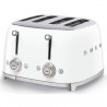 Prăjitor de pâine SMEG 50's Style TSF03WHEU, 2000 W, 4 felii, 6 niveluri, Tava pentru firimituri, Cablu integrat, Oțel inoxidabil, Alb