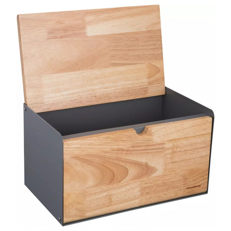 Cutie pentru pâine Klausberg KB 7395, 35,5 cm, metal de înaltă calitate, bambus, capac superior și frontal, negru