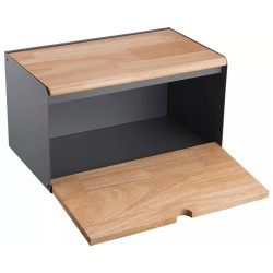 Cutie pentru pâine Klausberg KB 7395, 35,5 cm, metal de înaltă calitate, bambus, capac superior și frontal, negru
