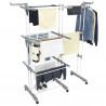 Kinghoff KH 2044 Clothes Drying Rack, 30 m, Up to 30 kg, 3 Levels, Casters, Steel, White/Gray
