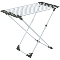 Kinghoff KH 2042 Foldable Clothes Drying Rack, 20 m, Up to 20 kg, Adjustable Length, Non-Slip End Caps, White/Black