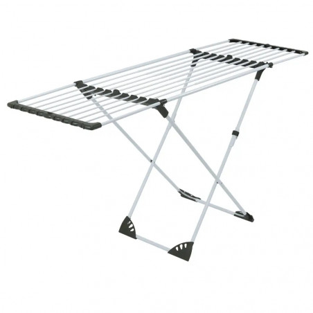 Uscător de rufe pliabil Kinghoff KH 2042, 20 m, până la 20 kg, lungime reglabilă, capete antiderapante, alb/negru