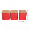 Kinghoff KH 1085 Bread Box Set with Containers, 4-Piece Set, Enamel, Bamboo/Steel, Red