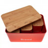 Kinghoff KH 1085 Bread Box Set with Containers, 4-Piece Set, Enamel, Bamboo/Steel, Red