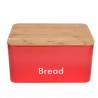 Kinghoff KH 1085 Bread Box Set with Containers, 4-Piece Set, Enamel, Bamboo/Steel, Red