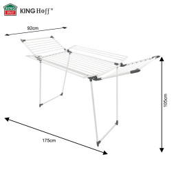 Πτυσσόμενο στεγνωτήριο ρούχων Kinghoff KH 2041, 25 μ., έως 20 κιλά, αντιολισθητικά άκρα, χάλυβας, λευκό/γκρι
