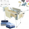 Kinghoff KH 2041 Folding Clothes Drying Rack, 25 m, Up to 20 kg, Non-Slip End Caps, Steel, White/Gray