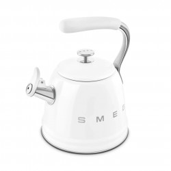 Ceainic cu fluier Smeg CKLW2001WH, 2,3 l, pentru plite cu inducție, mâner care nu se încălzește, oțel, alb