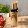 Комплект кухненски ножове Klausberg KB 9036, 7 ч, Неръждаема стомана, Дървесен ефект, Стойка, Кафяв