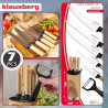 Klausberg KB 9036 konyhakéskészlet, 7 darab, rozsdamentes acél, fahatású, állvány, barna