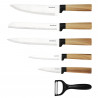 Set de cuțite de bucătărie Klausberg KB 9036, 7 piese, oțel inoxidabil, aspect de lemn, suport, maro