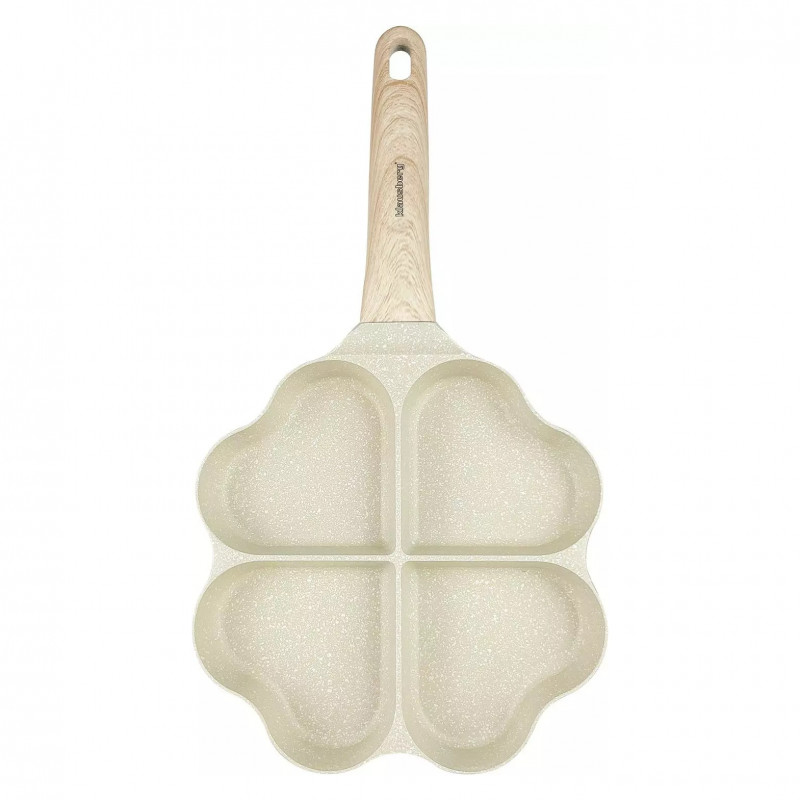 Klausberg KB 7819 négy rekeszes serpenyő, 19 cm, szív alakú, márványbevonatú, indukciós, bézs színű