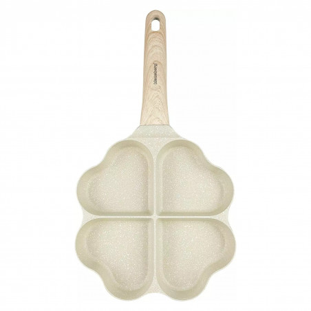 Klausberg KB 7819 négy rekeszes serpenyő, 19 cm, szív alakú, márványbevonatú, indukciós, bézs színű