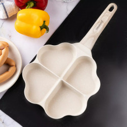 Klausberg KB 7819 négy rekeszes serpenyő, 19 cm, szív alakú, márványbevonatú, indukciós, bézs színű