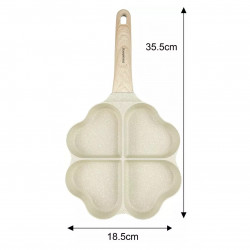 Klausberg KB 7819 négy rekeszes serpenyő, 19 cm, szív alakú, márványbevonatú, indukciós, bézs színű