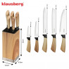 Klausberg KB 9035 konyhakéskészlet, 6 darab, rozsdamentes acél, állvány, barna