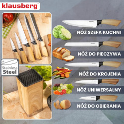 Klausberg KB 9035 konyhakéskészlet, 6 darab, rozsdamentes acél, állvány, barna