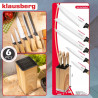 Klausberg KB 9035 konyhakéskészlet, 6 darab, rozsdamentes acél, állvány, barna