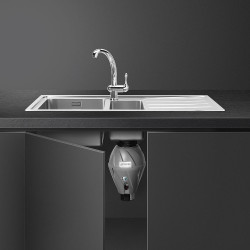 Мелница за хранителни отпадъци/Прасе Smeg KITFD100, 375 W, 1 HP, За мивки със сифон 9 см, Антикорозионна защита, Черен/Инокс