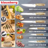 Set de cuțite de bucătărie Klausberg KB 9038, 13 piese, ascuțitor încorporat, oțel inoxidabil, suport, maro