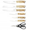 Set de cuțite de bucătărie Klausberg KB 9038, 13 piese, ascuțitor încorporat, oțel inoxidabil, suport, maro