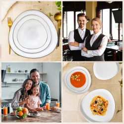 Kinghoff KH 2036 étkészlet, 18 darabos, 6 főre, opálüveg, arany szegély, fehér