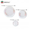 Set de masă Kinghoff KH 2035, 18 piese, pentru 6 persoane, sticlă opală, motiv floral, alb