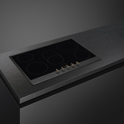 Стъклокерамичен плот за вграждане Smeg P875AO, 8600 W, 6 нива, 5 зони, Автоматично изключване при прегряване, Индикатор за остатъчна топлина, Антрацит