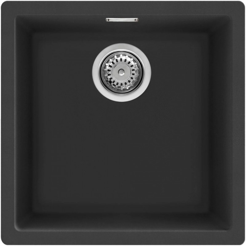 SMEG Quadra VZP45N Under-Counter Kitchen Sink, 45 cm, Antibacterial, Scratch- and UV-Resistant, Black