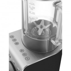 Blender Smeg Collezione BLC02BLMEU, 1400 W, 1,5 l, 22 000 rpm, 5 programe, 9 viteze, Măcinare gheață, Oțel inoxidabil, Negru/Inox