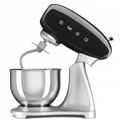 Mixer planetar Smeg SMF04BLEU, 800 W, 4,8 l, 10 viteze, funcție de pornire treptată, picioare antiderapante, negru/inoxidabil
