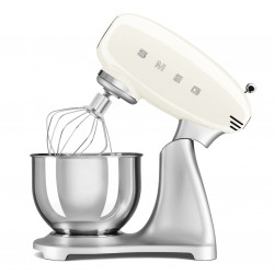 Планетарен миксер Smeg SMF04CREU, 800W, 4.8 л, 10 скорости, Функция за плавен старт, Крачета против хлъзгане, Кремa/Инокс