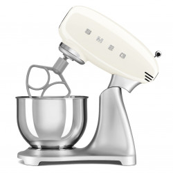 Планетарен миксер Smeg SMF04CREU, 800W, 4.8 л, 10 скорости, Функция за плавен старт, Крачета против хлъзгане, Кремa/Инокс