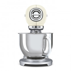 Планетарен миксер Smeg SMF04CREU, 800W, 4.8 л, 10 скорости, Функция за плавен старт, Крачета против хлъзгане, Кремa/Инокс