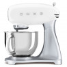 Планетарен миксер Smeg SMF04WHEU, 800W, 4.8 л, 10 скорости, Функция за плавен старт, Крачета против хлъзгане, Бял/Инокс