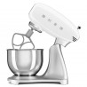 Планетарен миксер Smeg SMF04WHEU, 800W, 4.8 л, 10 скорости, Функция за плавен старт, Крачета против хлъзгане, Бял/Инокс