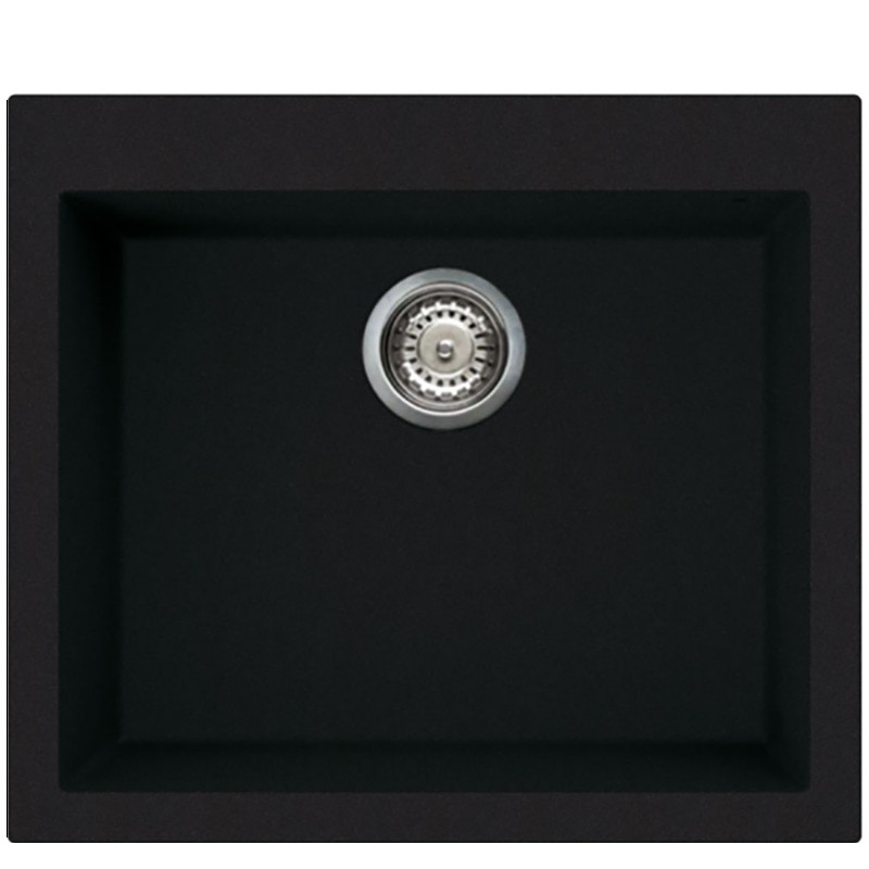 SMEG Quadra VZ57N Countertop Kitchen Sink, 57 cm, Antibacterial, Scratch- and UV-Resistant, Black
