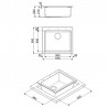 Νιπτήρας κουζίνας για πάγκο SMEG Quadra VZ57N, 57 εκ., Αντιβακτηριακός, Ανθεκτικός στις γρατσουνιές και στην υπεριώδη ακτινοβολία, Μαύρο