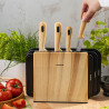 Set de cuțite și tăvi de tăiat Klausberg KB 9037, 8 piese, oțel inoxidabil, suport, maro/negru